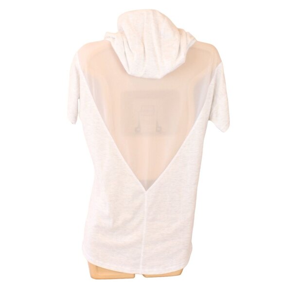 adidas Short Sleeve Hoodie Tee Sheer Mesh Back Light Heather Grey Small CA200 - Picture 3 of 8